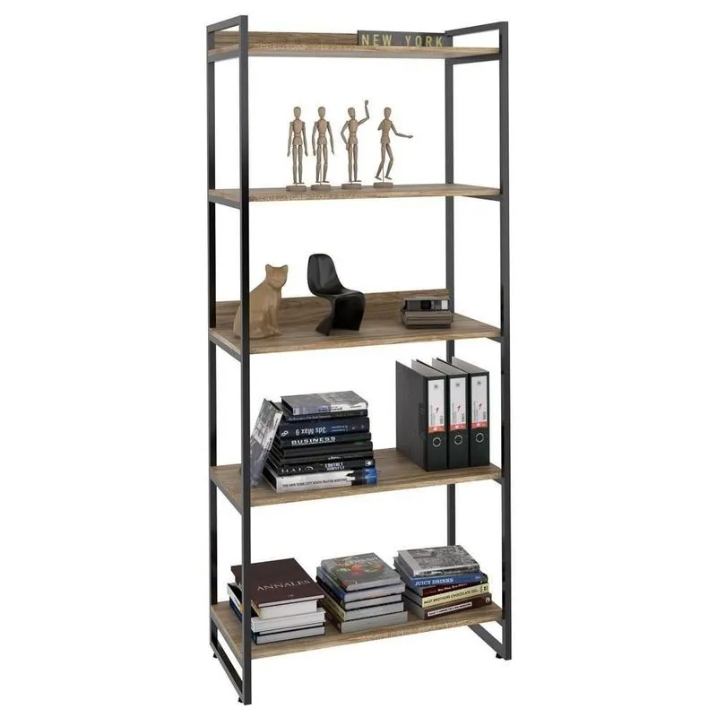 Estante Livreiro 80cm 5 Prateleiras Carvalho