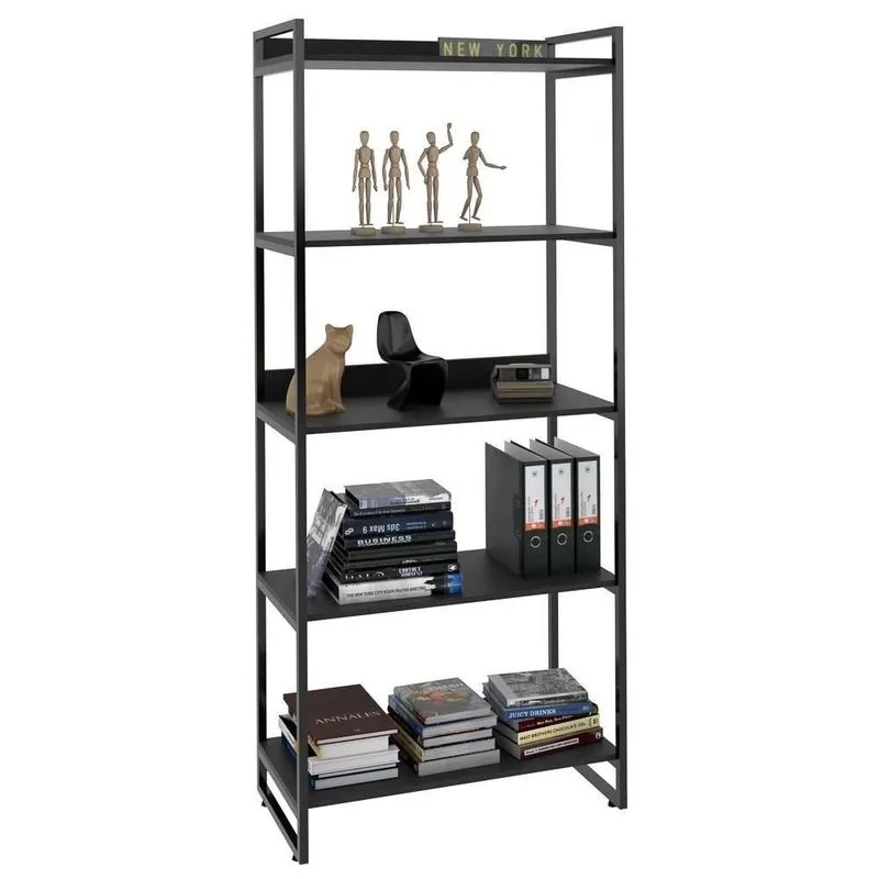 Estante Multiuso 80cm 5 Prateleiras C08 Preto Onix