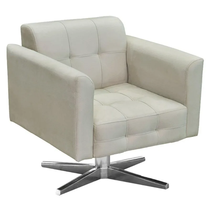 Poltrona Decorativa Base Cromada Giratória Ana Suede Bege - Ibiza
