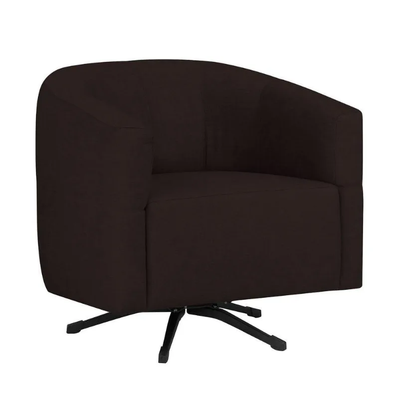 Poltrona Sala de Estar Giratória com Balanço Suede Marrom