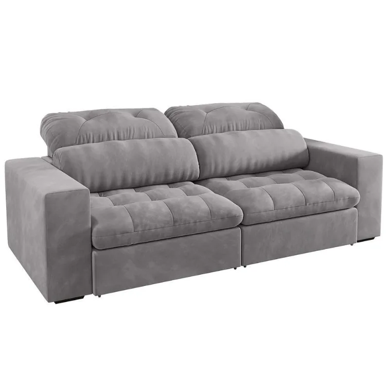 Sofá Retrátil E Reclinável 3 Lugares 200cm Viena A12 Suede Cinza - Mpozenato