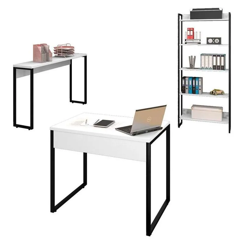 Mesa 90 Aparador E Estante Studio Industrial Branco