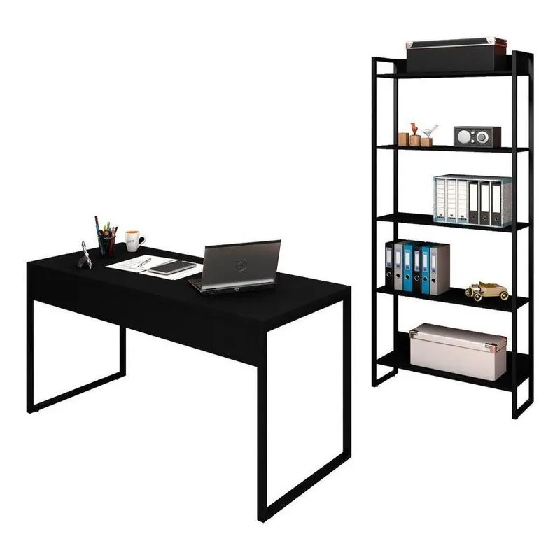 Mesa 150 E Estante Studio Industrial Preto