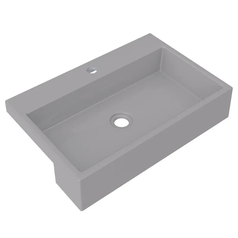 Cuba Pia Semi Encaixe Para Banheiro Retangular 54cm Xrt C08 Cinza - Mpozenato