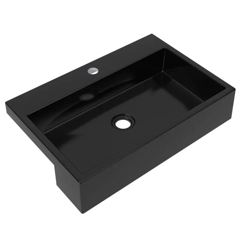 Cuba Pia Semi Encaixe Para Banheiro Retangular 54cm Xrt C08 Preto - Mpozenato