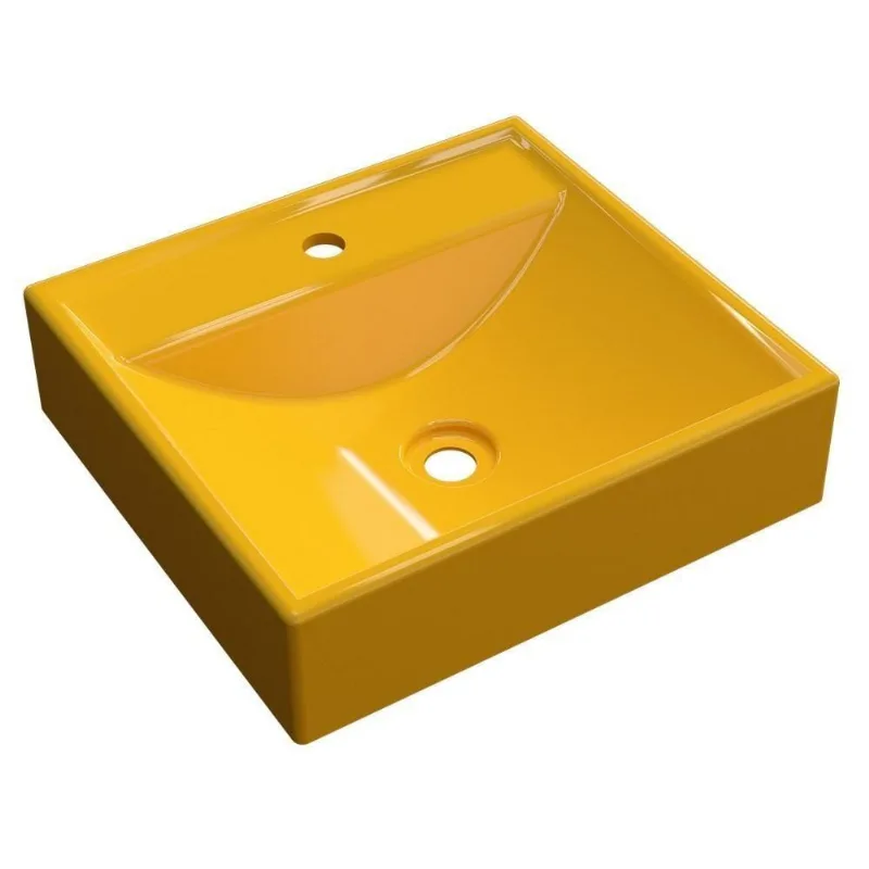 Cuba Pia Para Banheiro Quadrada Ravena Q39 Amarelo C08