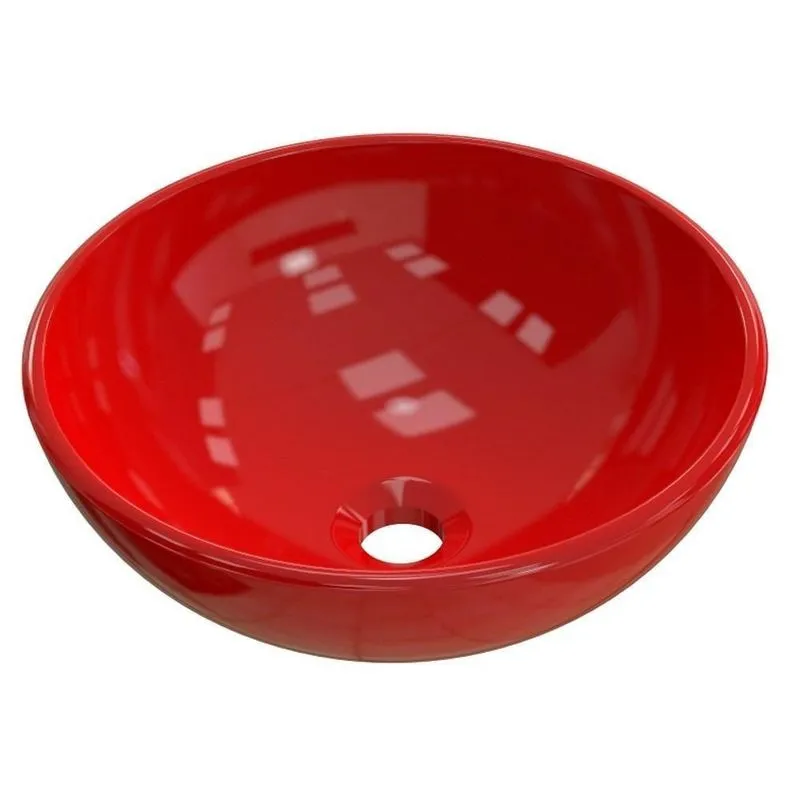 Cuba Pia De Apoio Para Banheiro Redonda Bowl 35 C08 Vermelho - Mpozenato