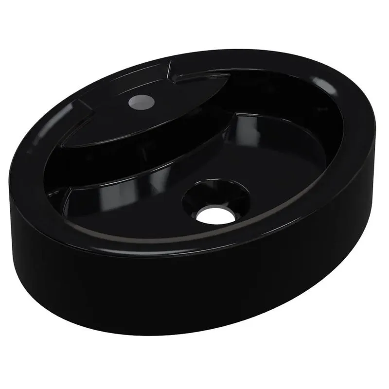Cuba Pia De Apoio Para Banheiro Oval Ox 43 C08 Preto - Mpozenato
