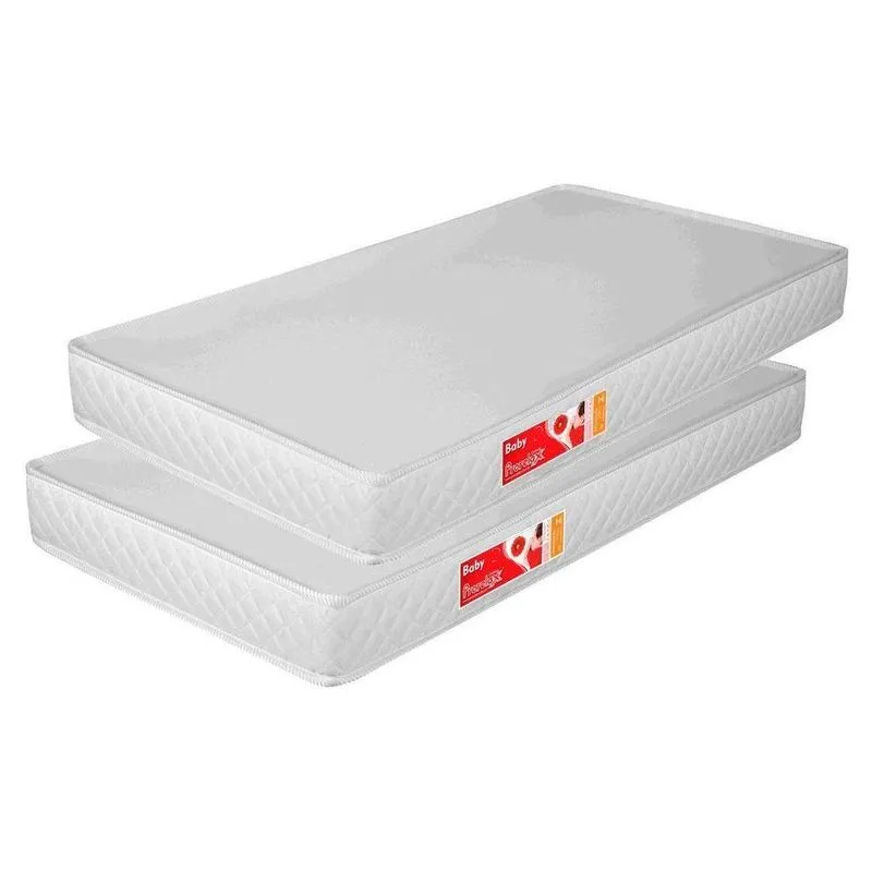 Kit 2 Colchões para Mini Cama Liso 148x68x12 Cm D20 Branco