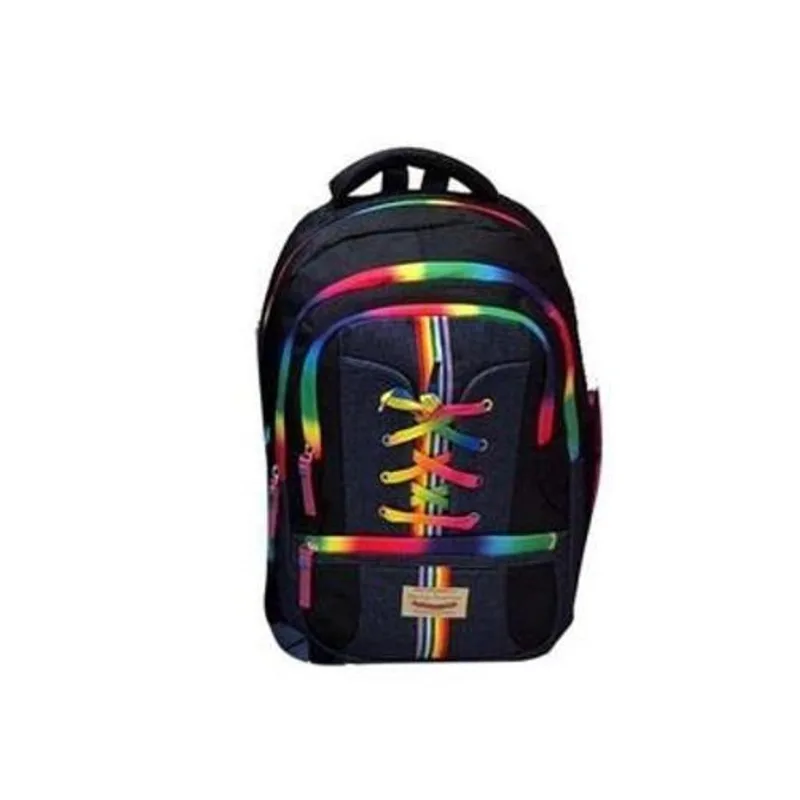Mochila Notebook Juvenil Feminino Ziper Colorido E Jeans