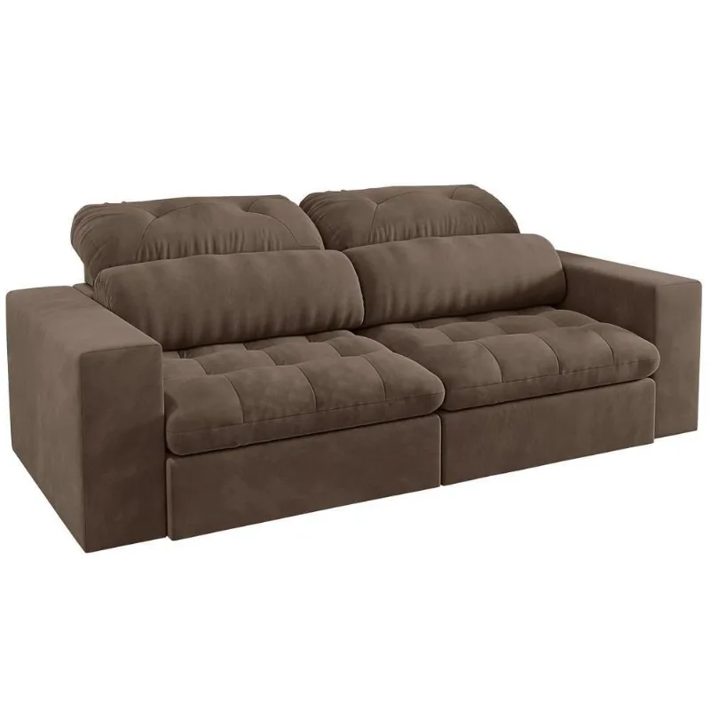 Sofá Retrátil E Reclinável 3 Lugares 200cm Viena A12 Suede Capuccino - Mpozenato