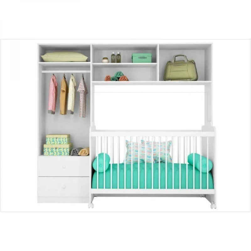 Jogo Quarto Modulado Infantil 04 Portas Com Berço Branco