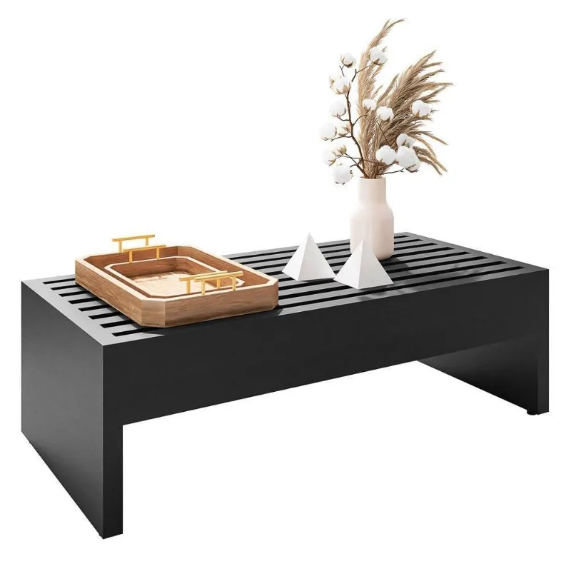 Mesa de Centro Ripada 75cm Slat H01 Preto Mpozenato