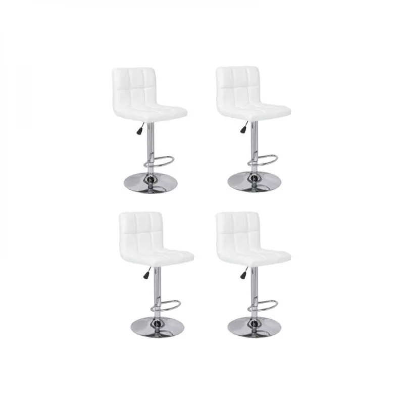 Kit 4 Banquetas Estofadas Vox Com Regulagem a Gás Branco - Facthus