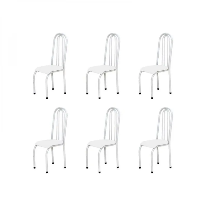 Kit 6 Cadeiras Altas Anatômica Branco Marcheli
