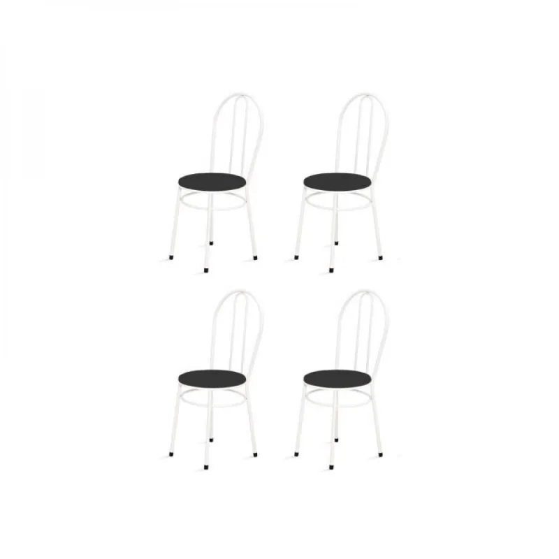 Kit 4 Cadeiras Baixas 0.134 Redonda Branco e Preto Marcheli