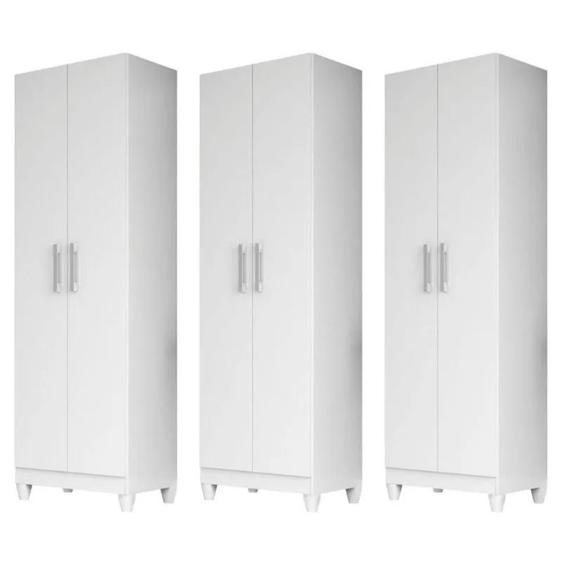 Kit 3 Armários Organizadores Multiuso íris 2 Portas Branco - Moval