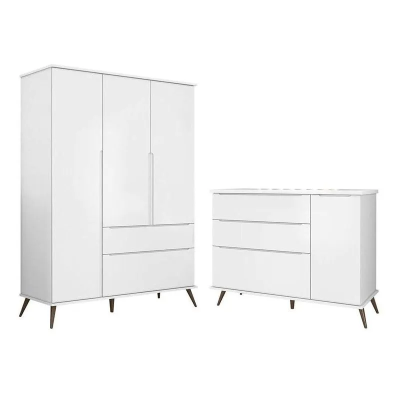 Quarto Infantil Guarda Roupa E Cômoda 1 Porta 3 Gavetas