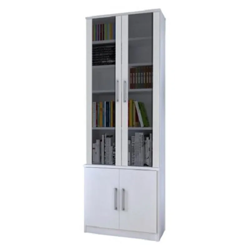 Estante Livreiro 4 Portas Vidro Fumê Legend F04 Branco - MPozenato