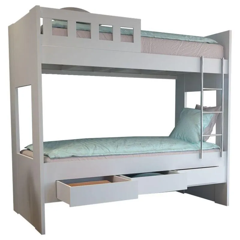 Beliche 3 Gavetas com Escada Metalizada Faces F04 Branco