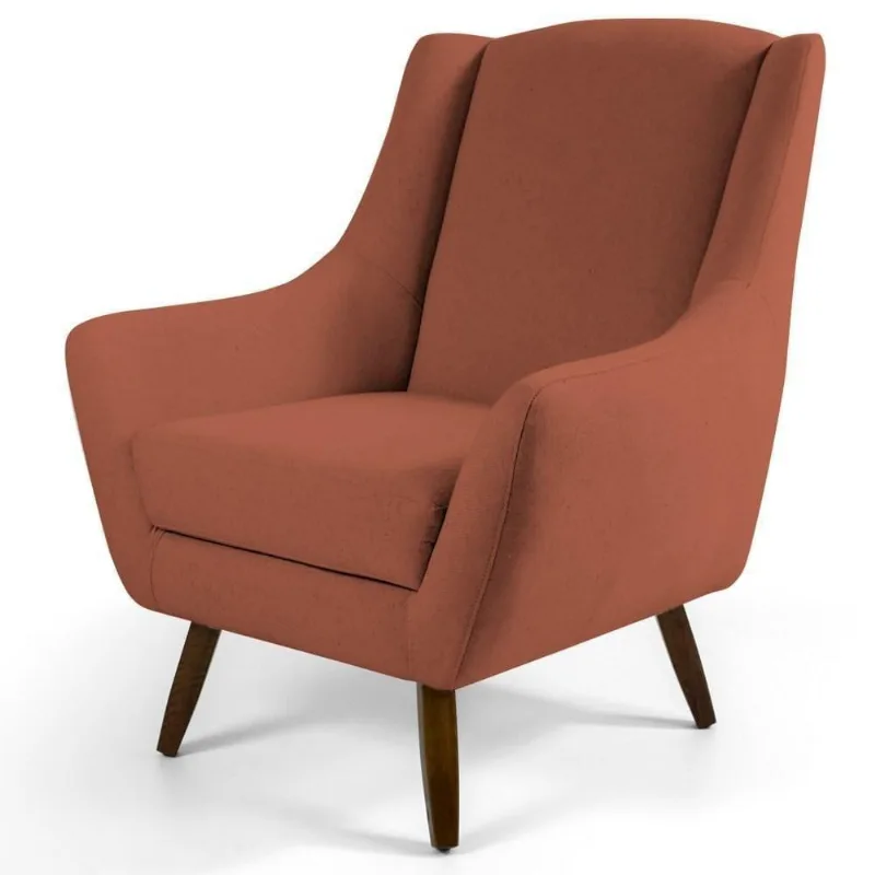 Poltrona Decorativa Pés Palito Madeira Juliet Veludo C-262 Telha - Domi