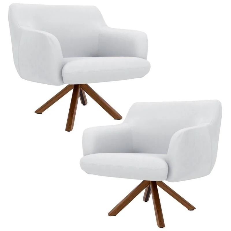 Kit 2 Poltronas Base Madeira Jade C-12ano Branco