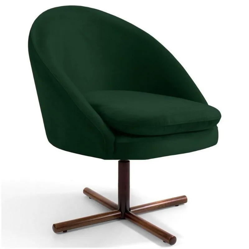 Poltrona Madeira Rafa B-303 Veludo Verde Musgo