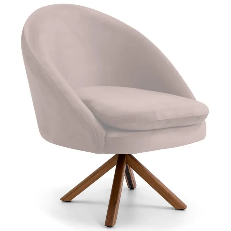 Poltrona Base Madeira Rafa B-309 Veludo Bege