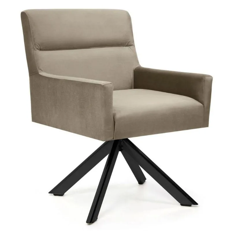 Poltrona Giratória Base Preto Angel B-68 Veludo Marrom