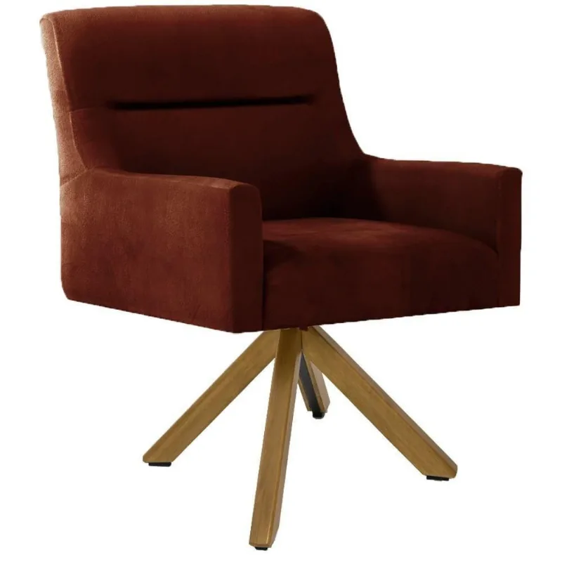 Poltrona Decorativa Giratória Base Giromad Madeira Angel Veludo C-417 Malbec - Domi