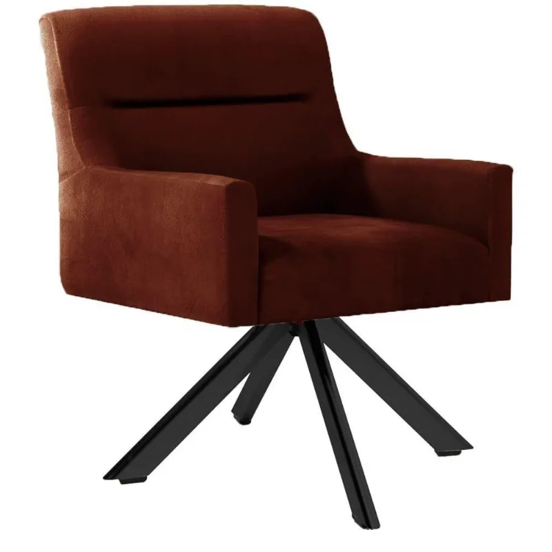 Poltrona Decorativa Giratória Base Eiffel Preto Angel Veludo C-417 Malbec - Domi