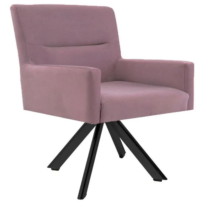 Poltrona Giratória Base Preto Angel B-305 Veludo Rosa