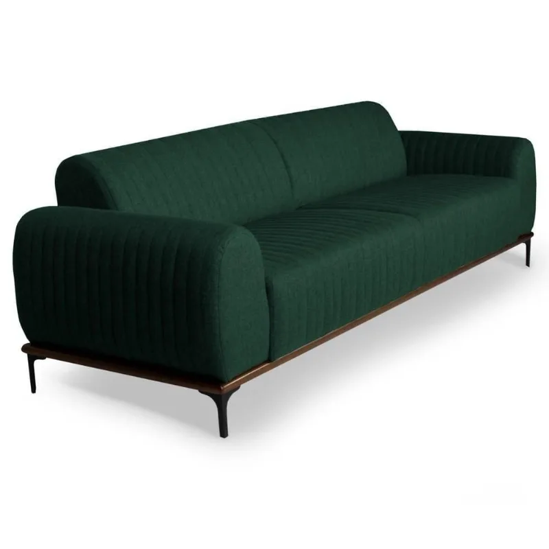Sofá 260cm 4 Lugares Pés Preto Molino C-117 Linho Verde Musgo - Domi