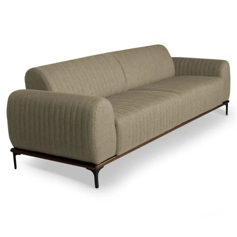 Sofá 280cm 4 Lugares Pés Preto Molino C-129 Linho Bege