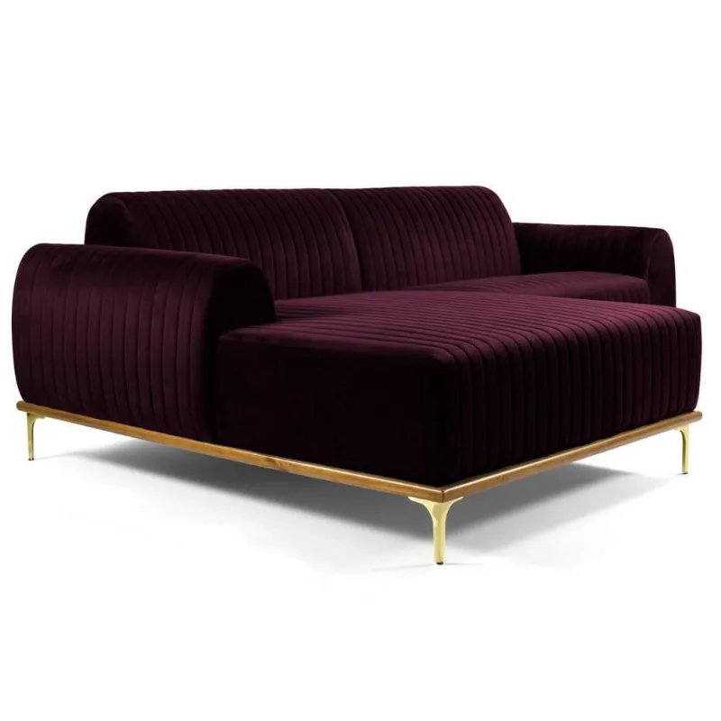 Sofá 300cm 5 Lugares Chaise Esquerdo Pés Gold B-292 Uva