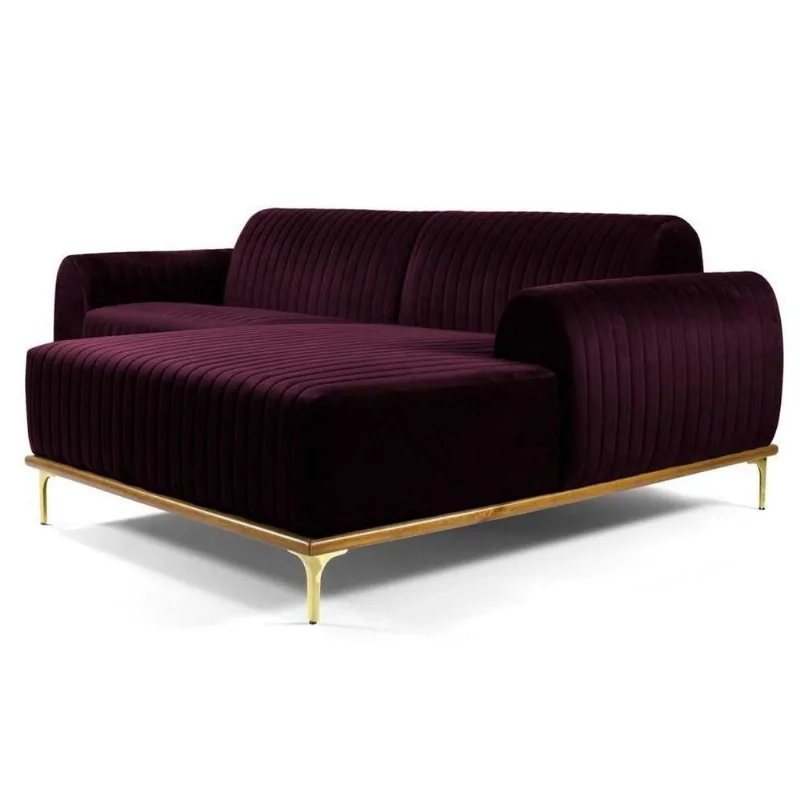 Sofá 300cm 5 Lugares Com Chaise DireitoMolino B-292 Veludo