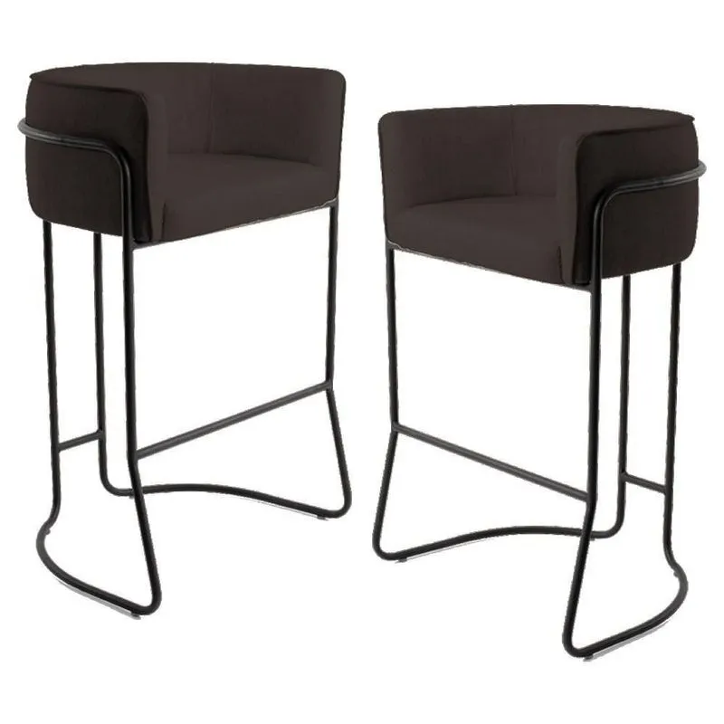 Kit 2 Banquetas Base Aço Preto Betina C-34 Corano Marrom - Domi