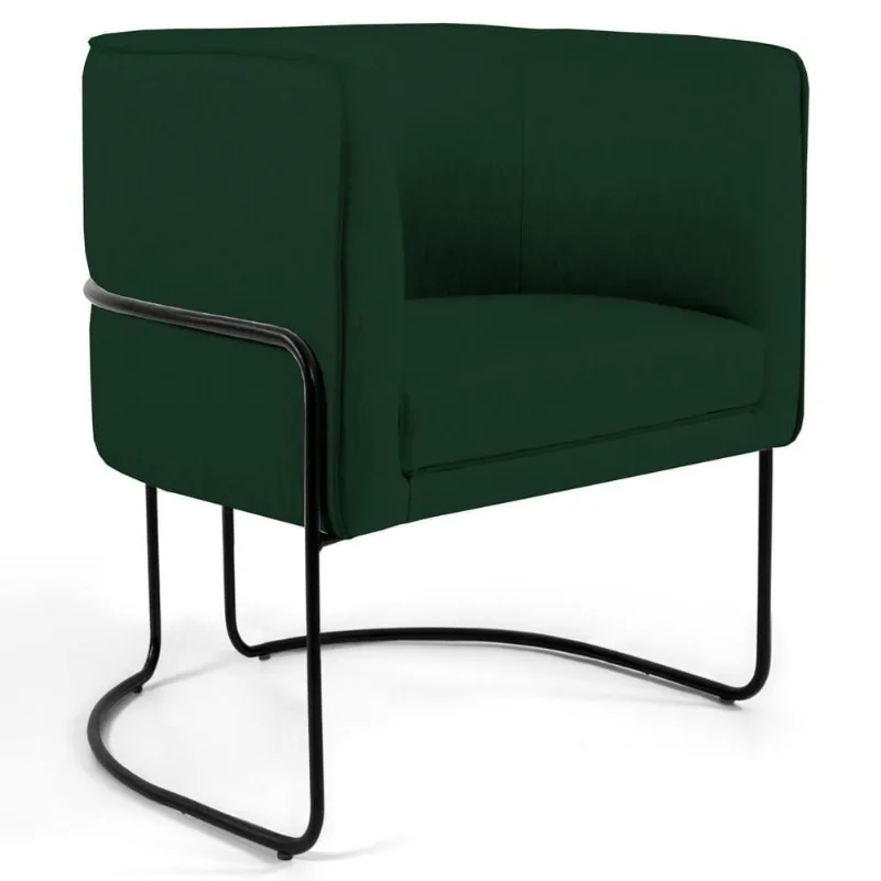 Poltrona Base Aço Betina B-303 Veludo Verde Musgo - Domi