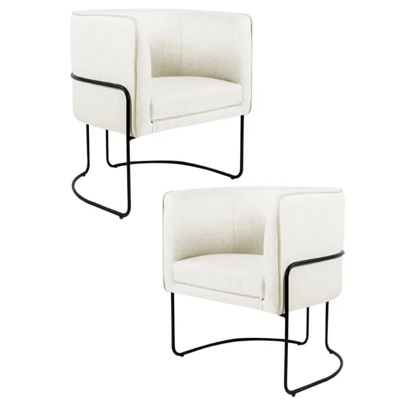 Kit 2 Poltronas Base Aço Betina B-309 Veludo Bege - Domi