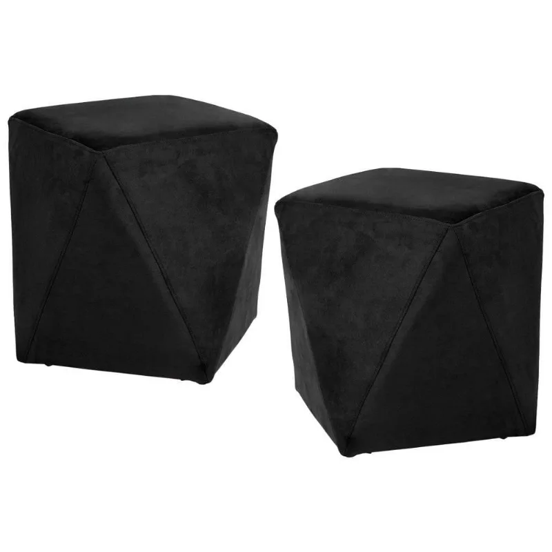 Kit 2 Puffs Decorativos Ametista B-99 Veludo Preto Domi