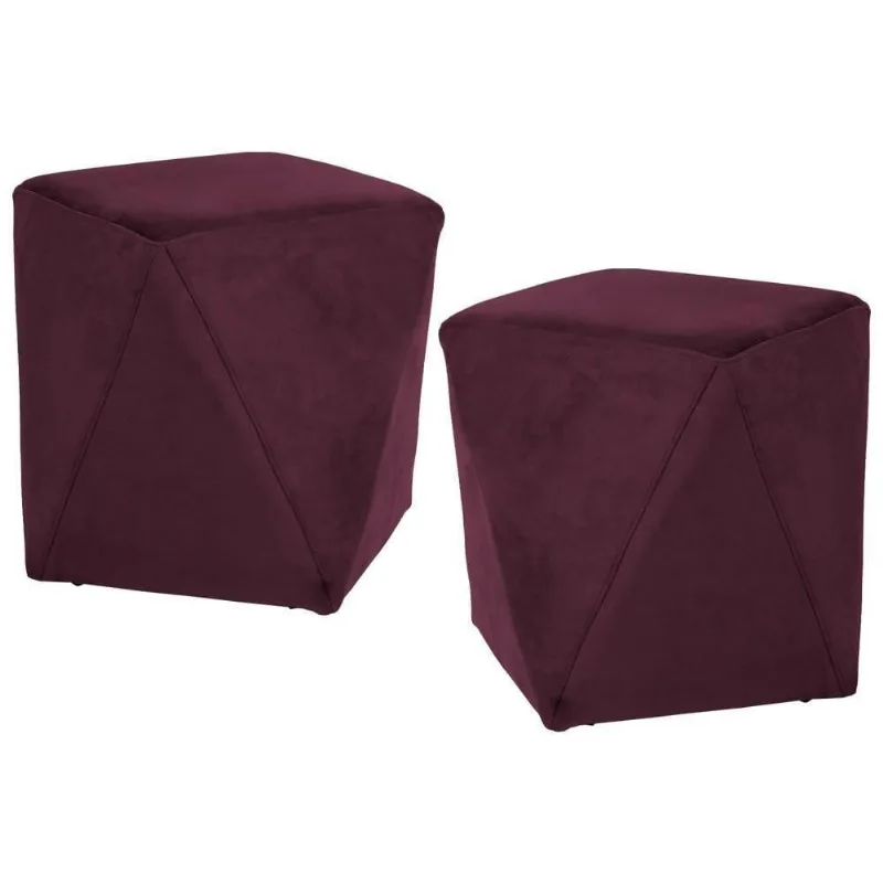 Kit 2 Puffs Ametista B-278 Veludo Marsala