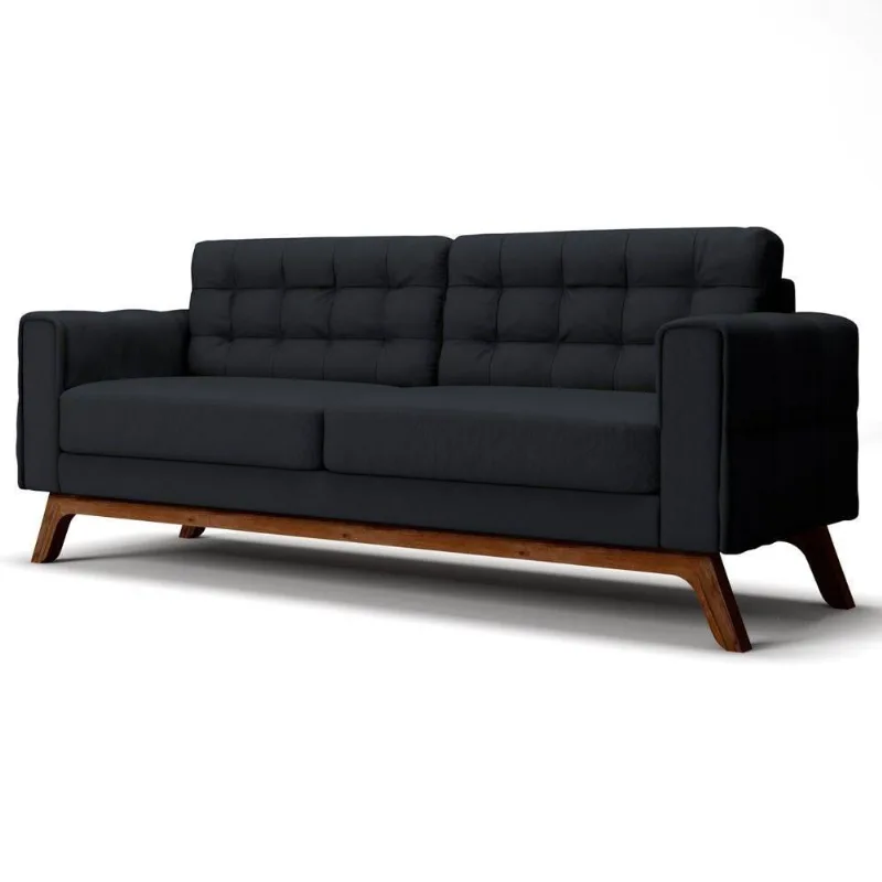 Sofá 150cm 2 Lugares Sandero Veludo Preto