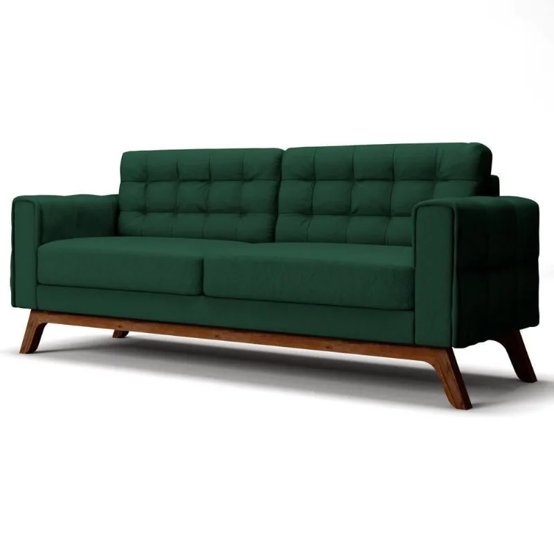 Sofá 260cm 4 Lugares Sandero Veludo Verde