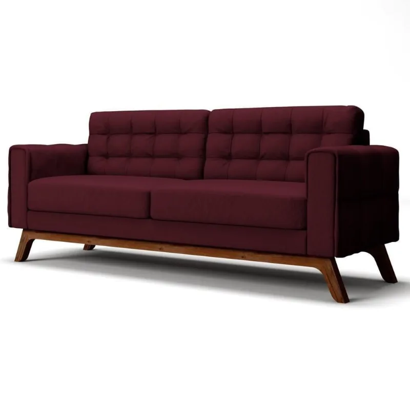 Sofá 300cm 4 Lugares Sandero C-278 Veludo Marsala - Domi