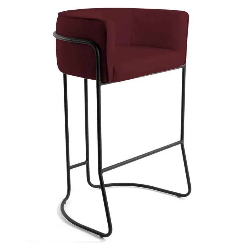 Banqueta Base Aço Preto Betina B-278 Veludo Marsala