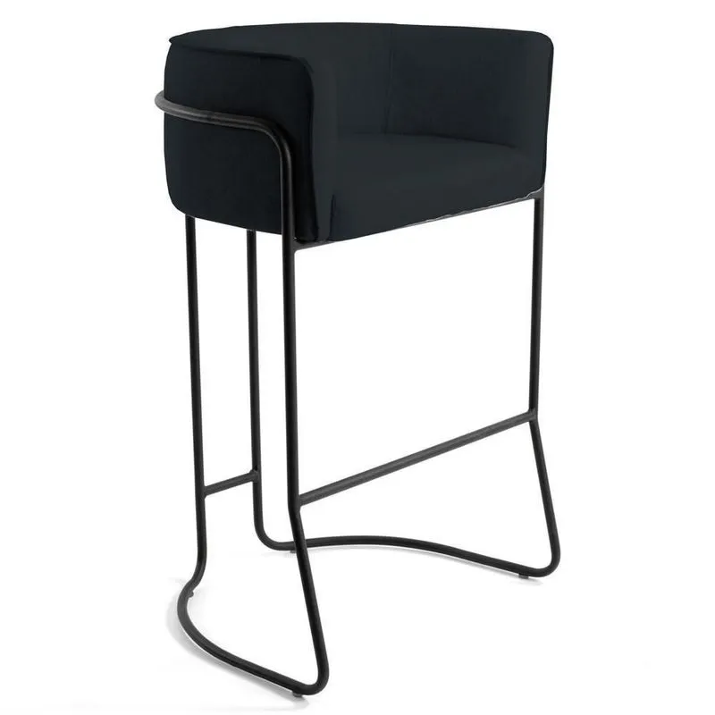 Banqueta Base Aço Preto Betina B-300 Veludo Preto - Domi