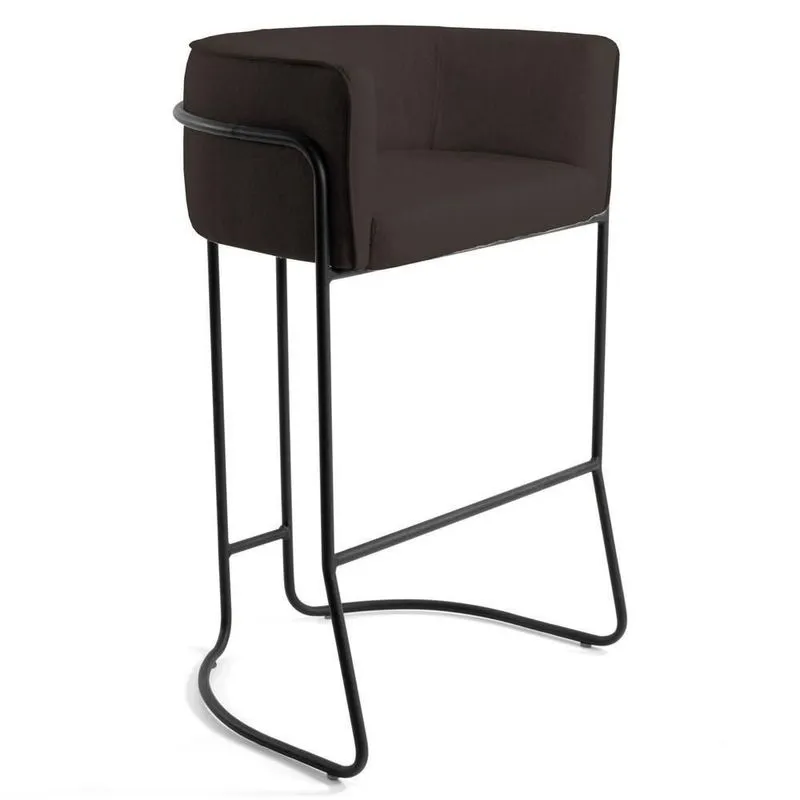 Banqueta Base Aço Preto Betina C-34 Corano Marrom - Domi