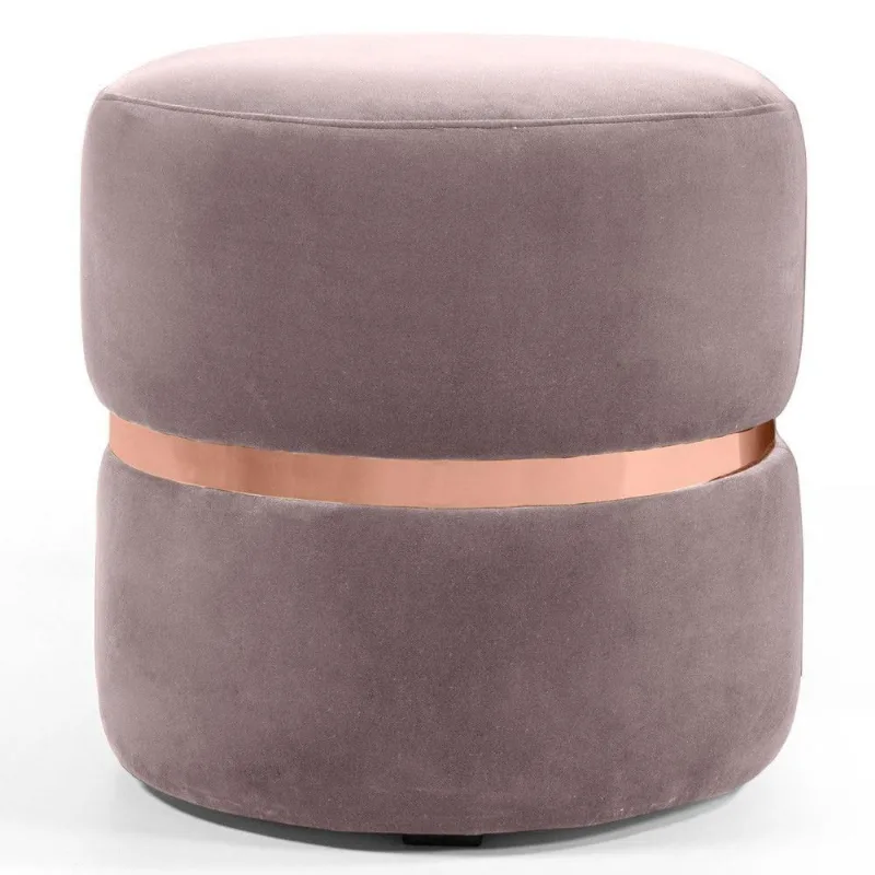 Puff Decorativo Cinto Rosê Round B-305 Veludo Rosê Domi
