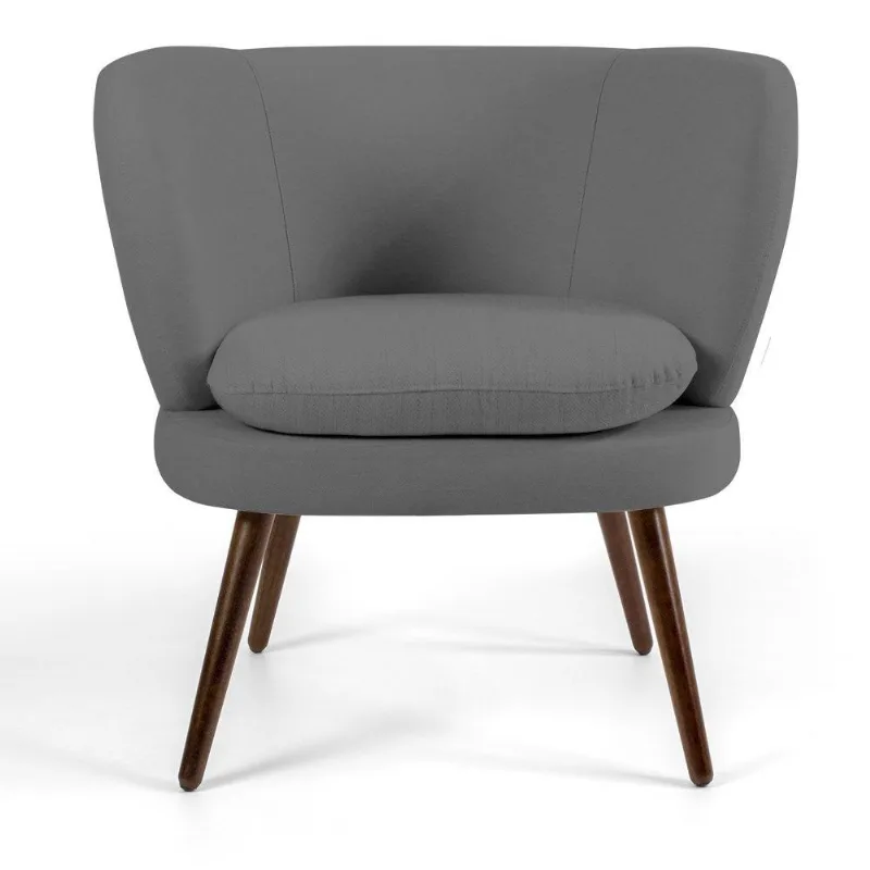 Poltrona Melissa Pés Palito B-317 Veludo Cinza Domi