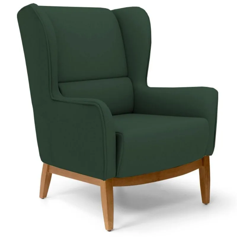 Poltrona Decorativa Base Manu Madeira Milena C-117 Linho Verde - Domi